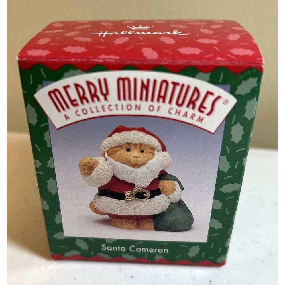 Hallmark Merry Miniatures Santa Cameron Orange Tabby Cat Christmas New (Other)
